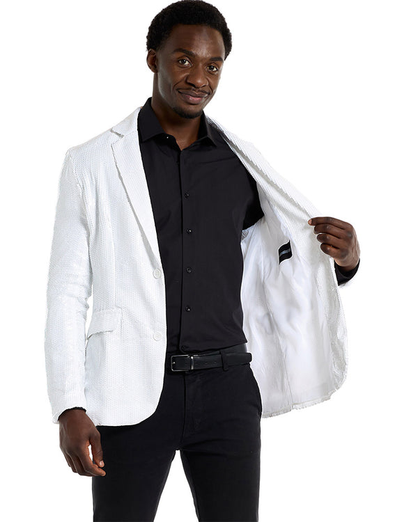 70s Sequins White Mens Suitmeister Jacket