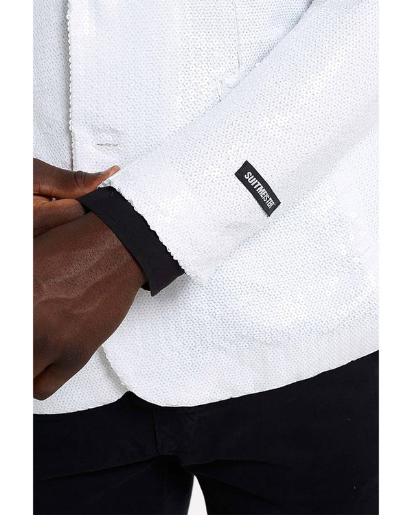 70s Sequins White Mens Suitmeister Jacket