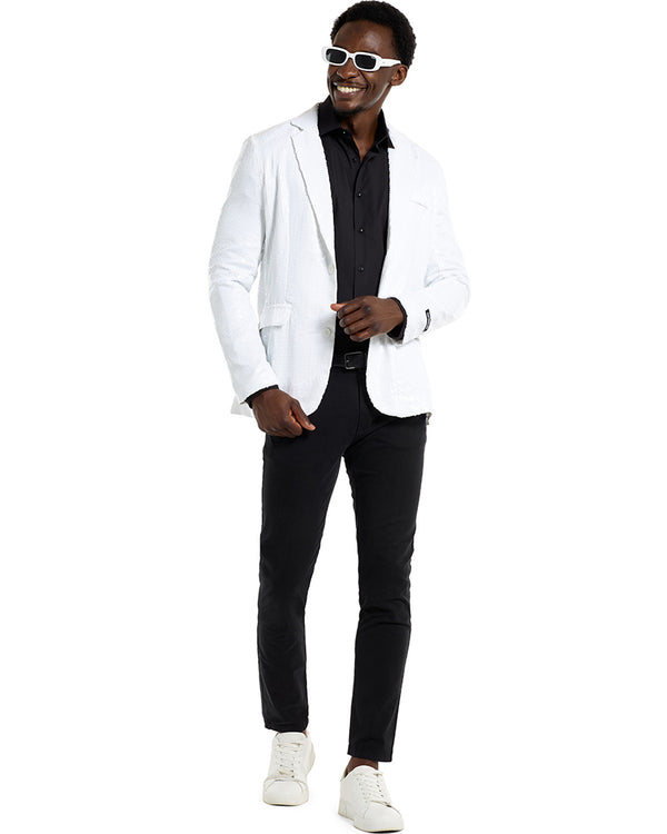70s Sequins White Mens Suitmeister Jacket