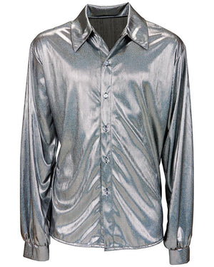 70s Disco Silver Mens Shirt