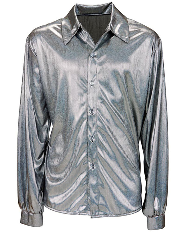 70s Disco Silver Mens Shirt