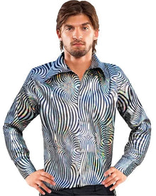 70s Silver Disco Mens Shirt