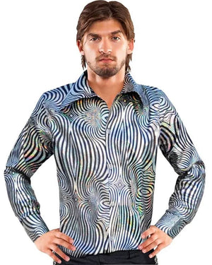 70s Silver Disco Mens Shirt