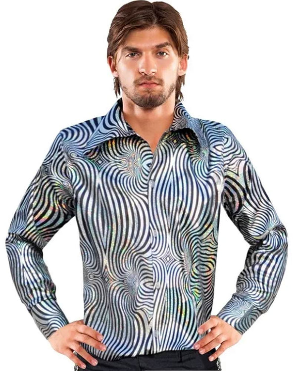 70s Silver Disco Mens Shirt