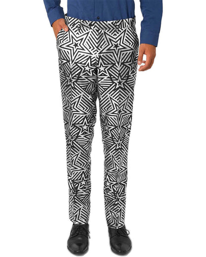 70s Silver Geo Star Opposuit Premium Mens Suit