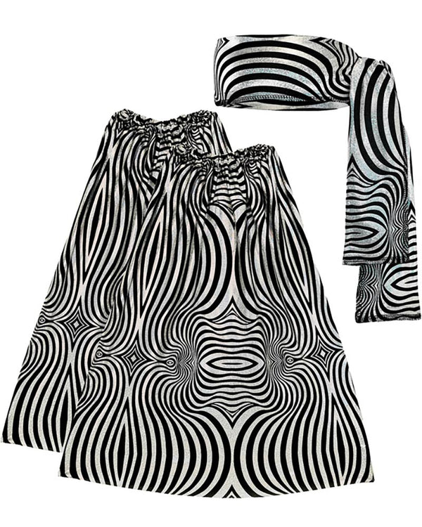 70s Silver Waves Leg Warmers and Headband Set