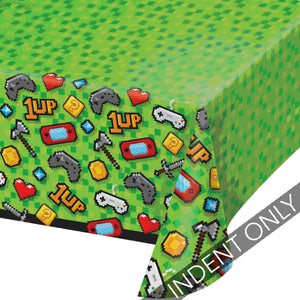 GAMING PARTY PLASTIC TABLECOVER ALL OVER PRINT 54in X 102in