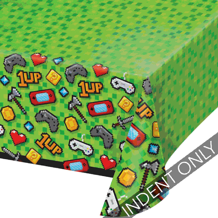 GAMING PARTY PLASTIC TABLECOVER ALL OVER PRINT 54in X 102in