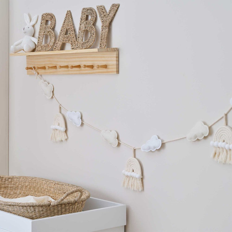 Hello Baby Macrame Rainbows & Clouds Nursery Baby Bunting