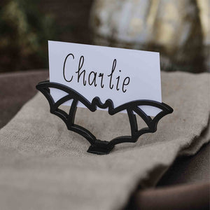 Deadly Soiree Metal Black Bat Place Card Holder Pack of 4
