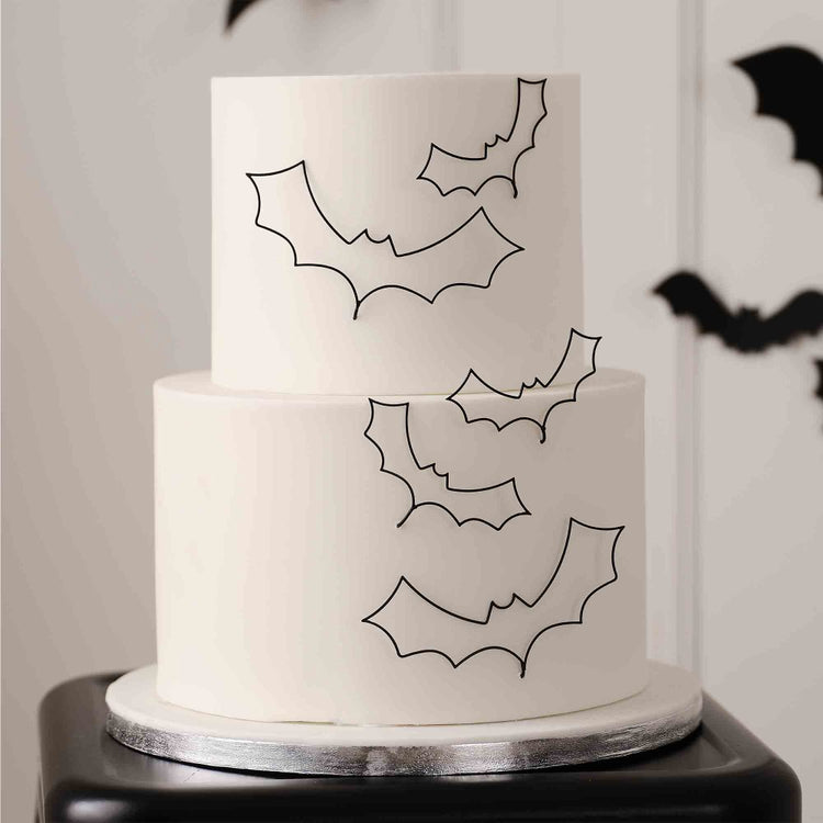 Deadly Soiree Black Wire Bat Cake Decorations Pack of 5