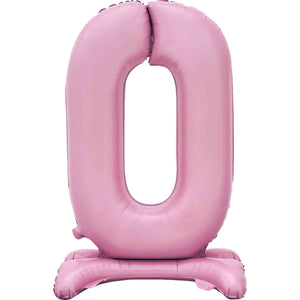 Large Number 0 Standing Pastel Pink Foil Balloon