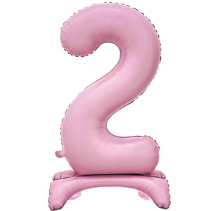 Large Number 2 Standing Pastel Pink Foil Balloon