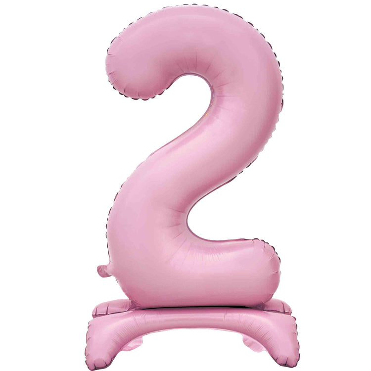 Large Number 2 Standing Pastel Pink Foil Balloon
