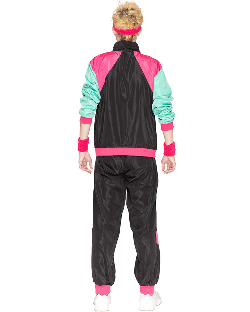 80s Black and Pink Deluxe Tracksuit Adult Costume