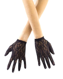 80s Black Short Lace Gloves