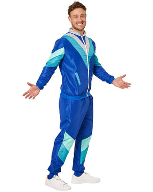 80s Dark Blue Shell Suit Mens Costume