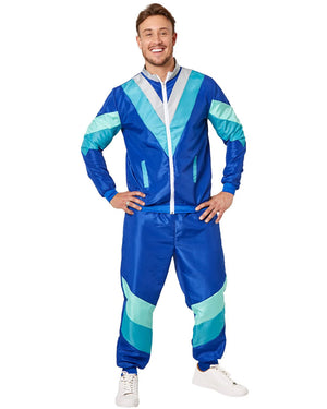 80s Dark Blue Shell Suit Mens Costume