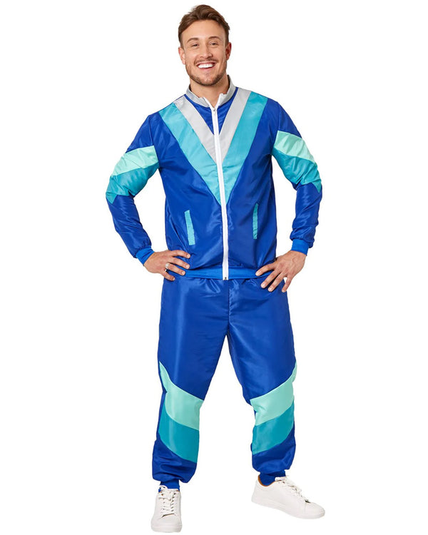 80s Dark Blue Shell Suit Mens Costume