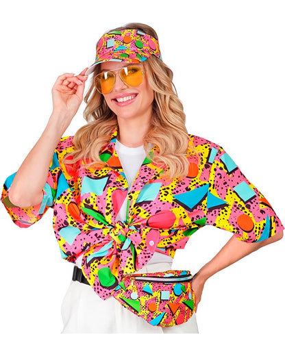80s Funky Pink Visor and Bumbag Set