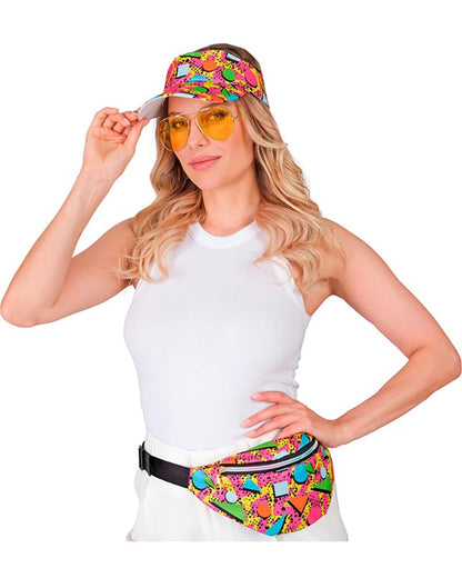 80s Funky Pink Visor and Bumbag Set