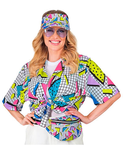 80s Funky White Visor and Bumbag Set