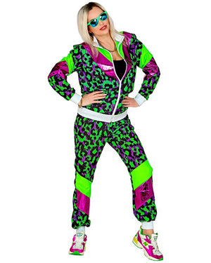 80s Green Party Animal Shell Suit Adults Costume