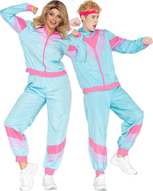 80s Pastel Blue Tracksuit Adult Plus Size Costume