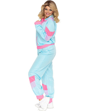 80s Pastel Blue Tracksuit Adult Plus Size Costume