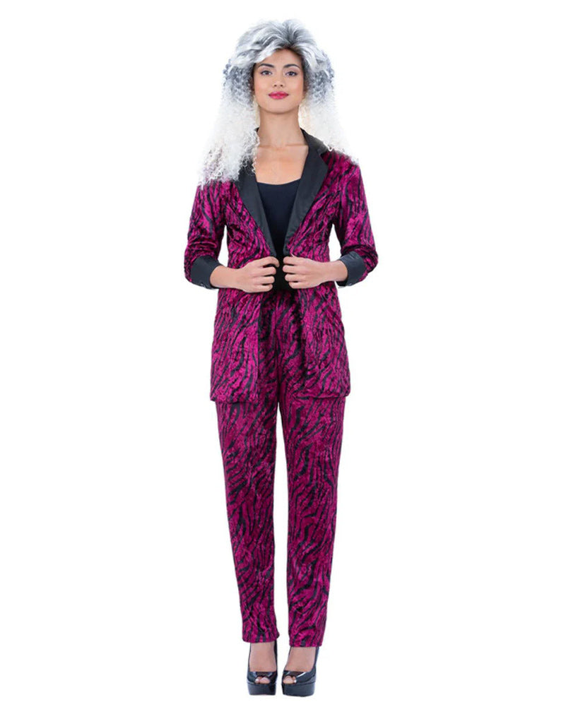 80s Pink Zebra Suit Deluxe Womens Costume