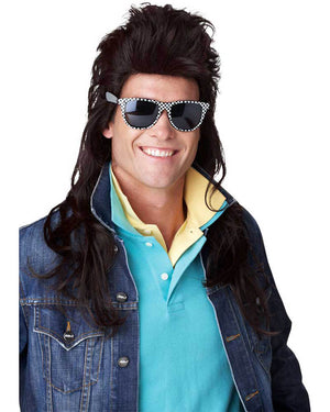 80s Rock Mullet Brown Wig