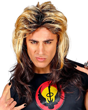 80s Rocker Blonde and Brown Mullet Wig