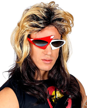 80s Rocker Blonde and Brown Mullet Wig