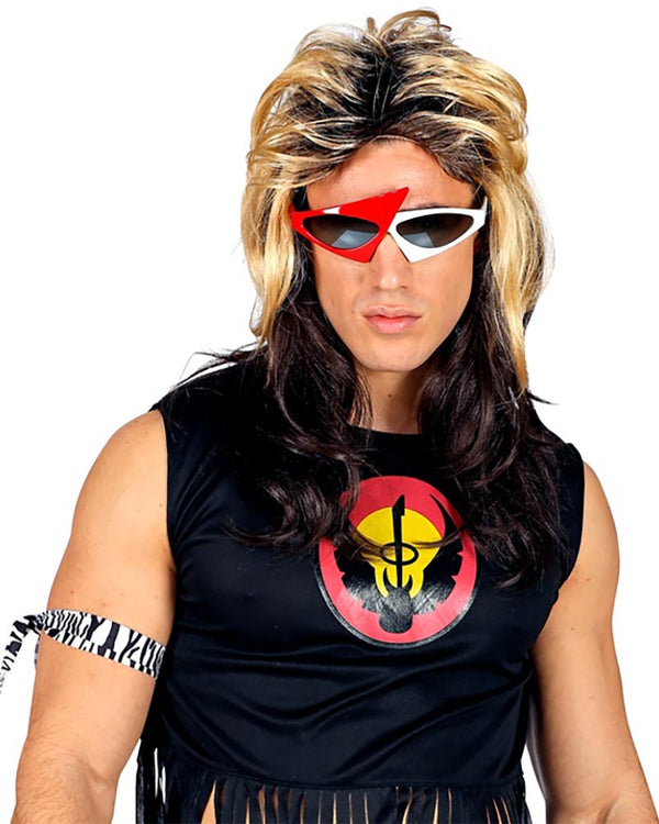 80s Rocker Blonde and Brown Mullet Wig