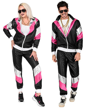 80s Shining Leather Look Shell Suit Adults Costume