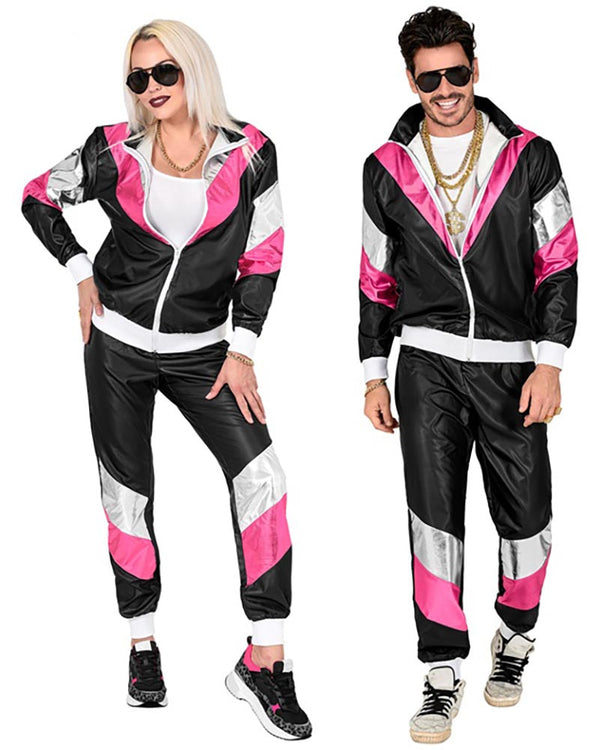 80s Shining Leather Look Shell Suit Adults Costume