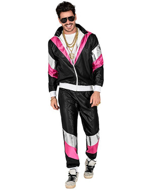 80s Shining Leather Look Shell Suit Adults Costume