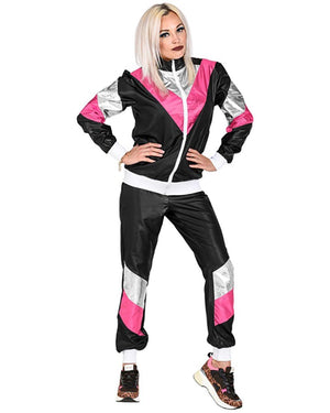 80s Shining Leather Look Shell Suit Adults Costume