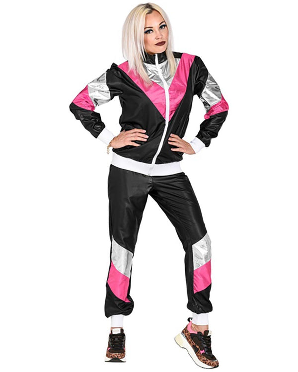 80s Shining Leather Look Shell Suit Adults Costume