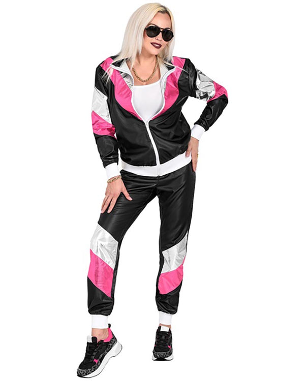 80s Shining Leather Look Shell Suit Adults Costume