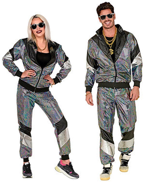 80s Silver Reflective Shell Suit Adults Costume