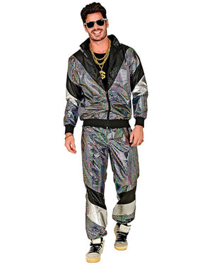 80s Silver Reflective Shell Suit Adults Costume