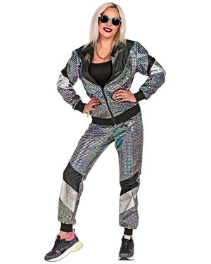 80s Silver Reflective Shell Suit Adults Costume