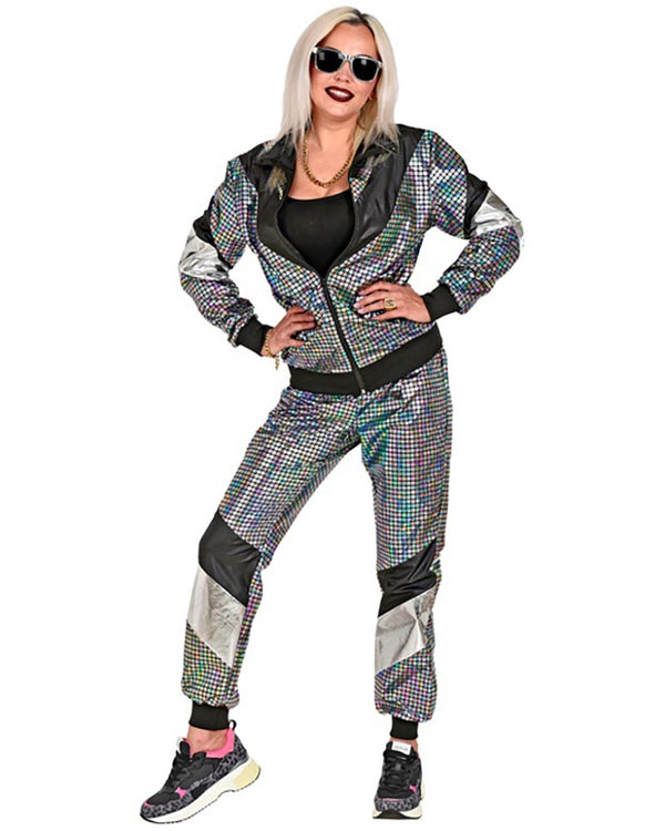 80s Silver Reflective Shell Suit Adults Costume