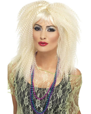 80s Trademark Crimp Blonde Wig