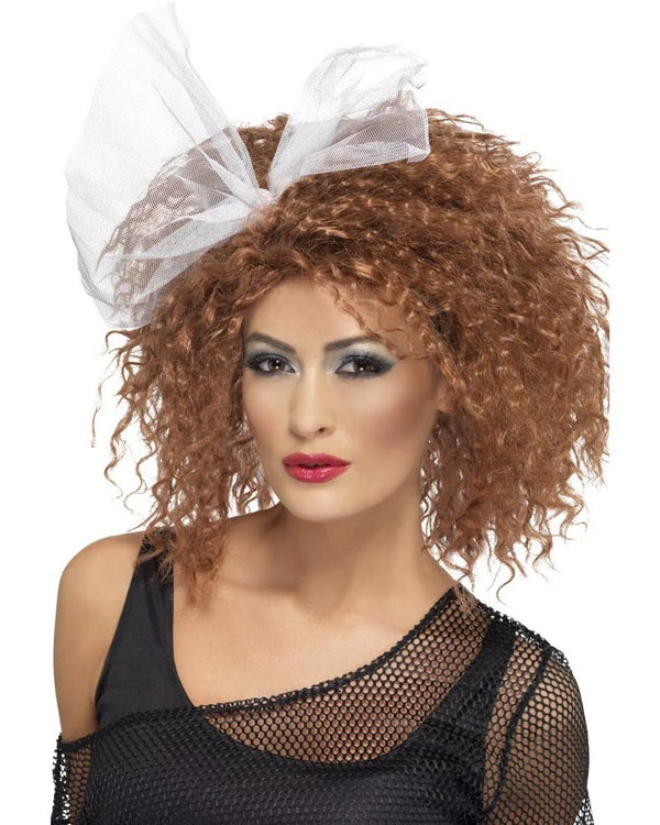 80s Wild Child Short Brown Curly Wig