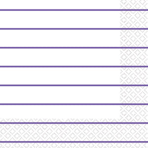 New Purple Stripes 2ply Lunch Napkins Pack of 16