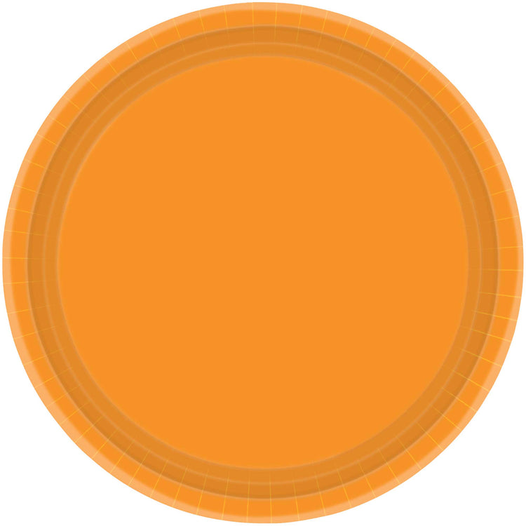 Orange 23cm Round Paper Plates Pack of 20
