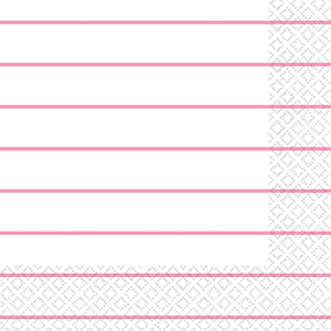 New Pink Stripes 2ply Lunch Napkins Pack of 16