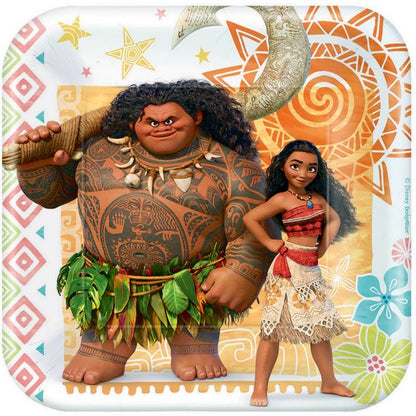 Moana 17cm Square Paper Plates Pack of 8